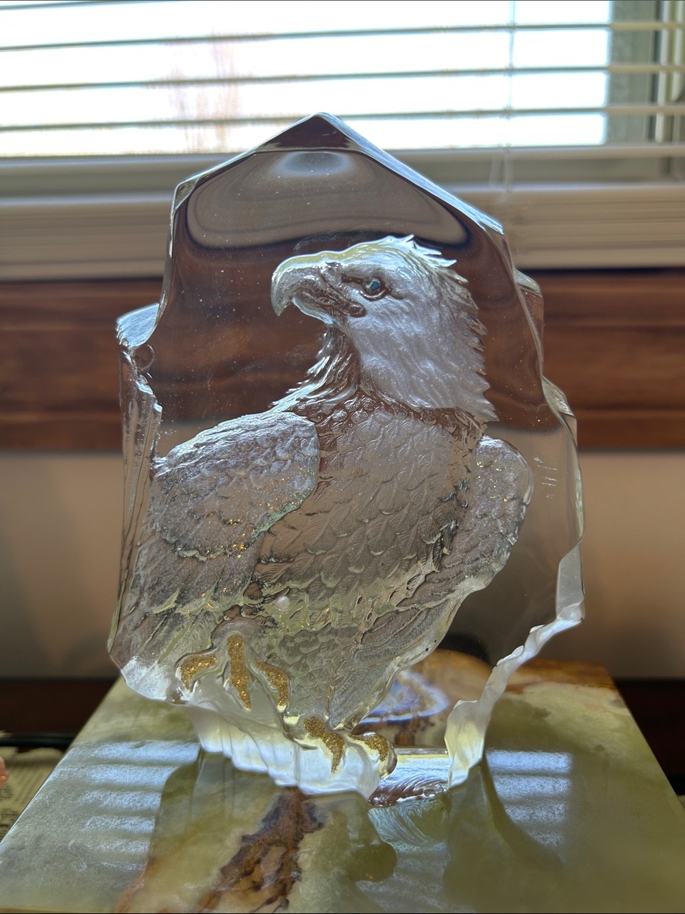 Clear Glass Eagle Sculpture Home Art - Clear